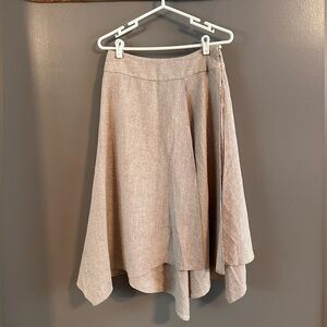 Vintage poly/linen ballet skirt - mid waist with asymmetrical layers - oatmeal